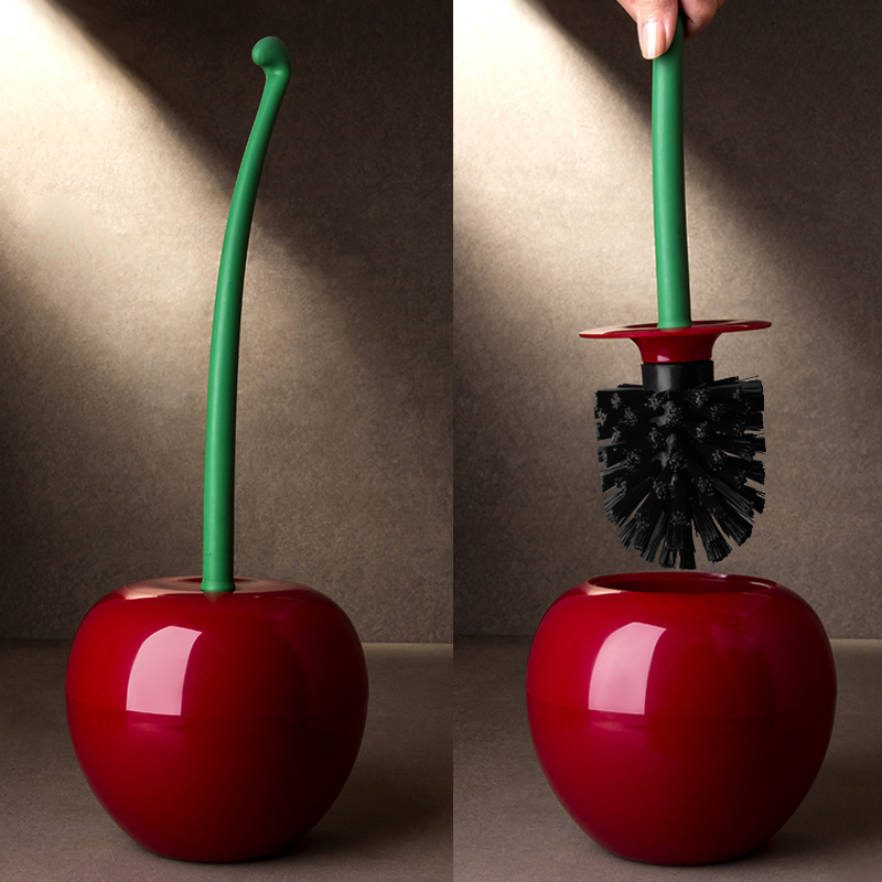 Creative Lovely Cherry Shape Lavatory Brush Toilet Brush & Holder Set (Red)