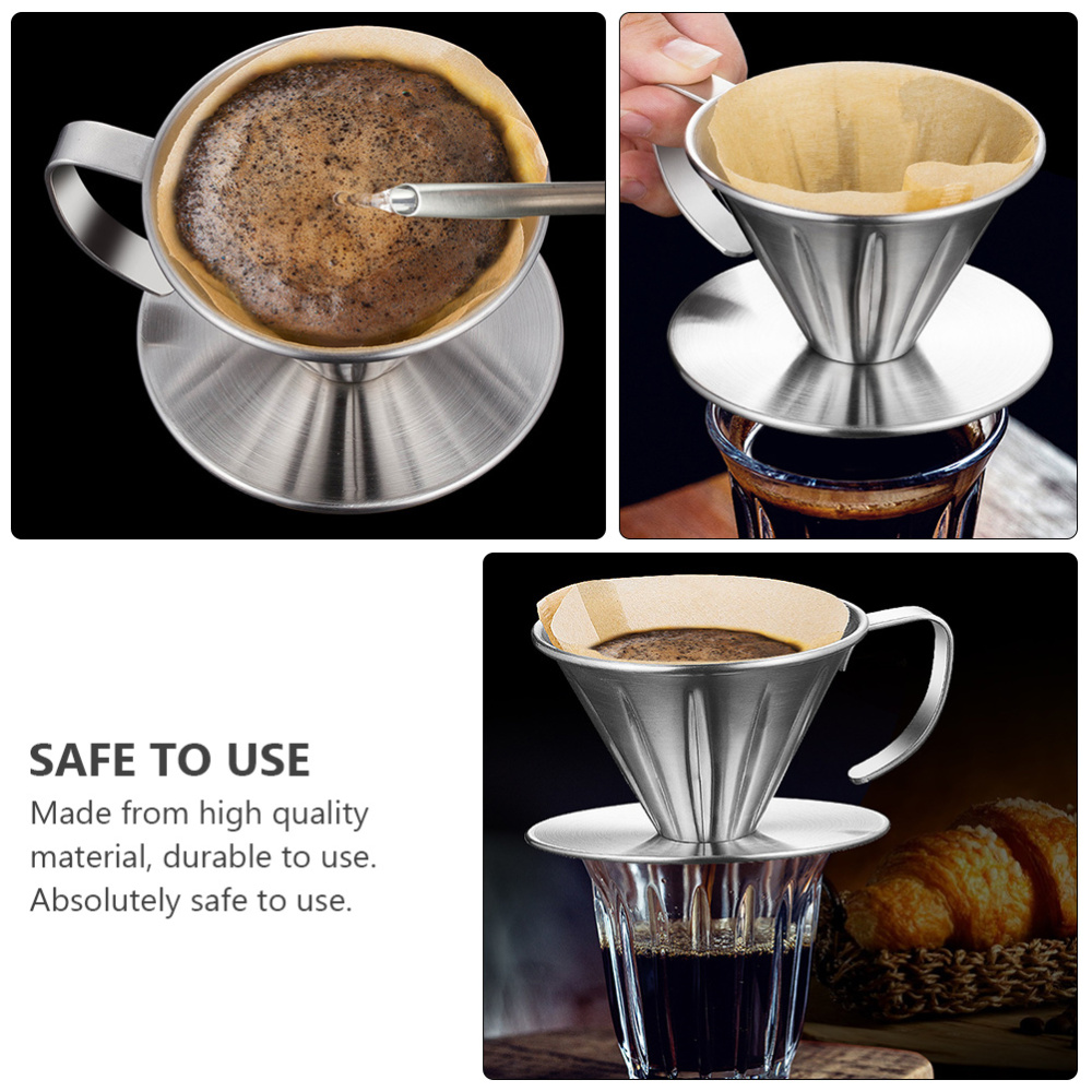 Stainless Steel Coffee Dripper Handheld Coffee Drip Filter Cup Tea Slag Funnel