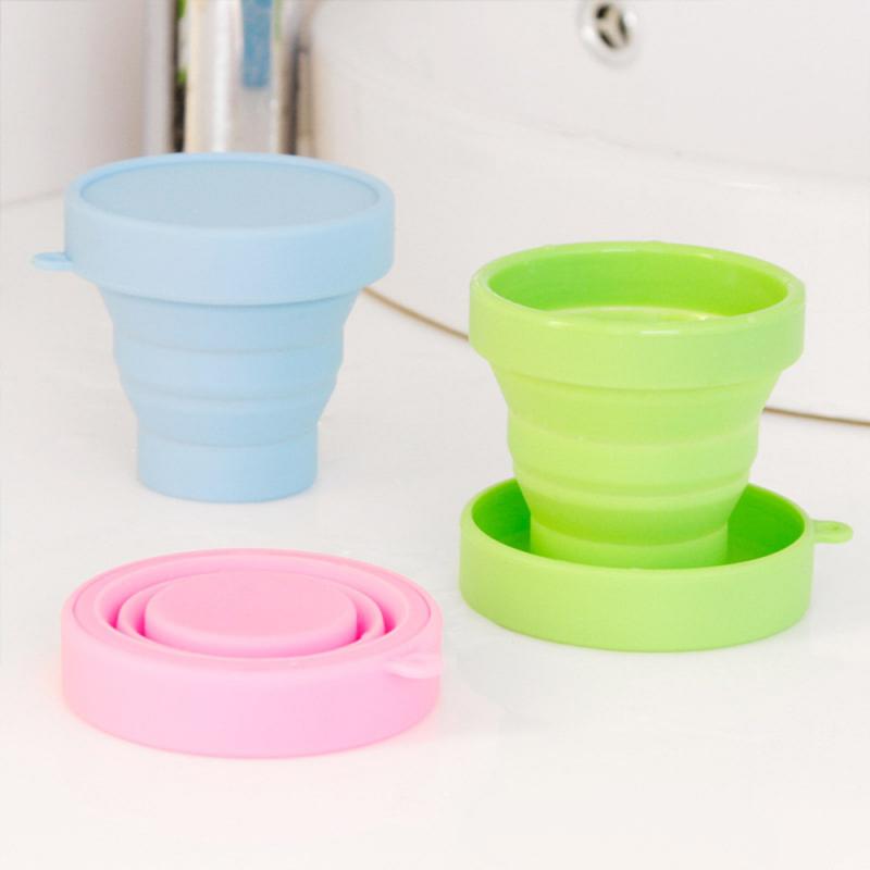 4Colors 170ML Silicone Folding Cup Candy Color Water Drink Coffee Cup Outdoor Travel Camping Silicon Mug Drinkware Dropship