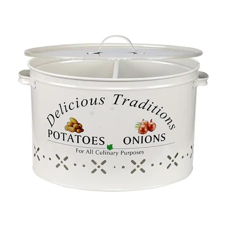 Fresh Potato onion storage home kitchen restaurant modern decorative metal box box with Two compartments 18 liter