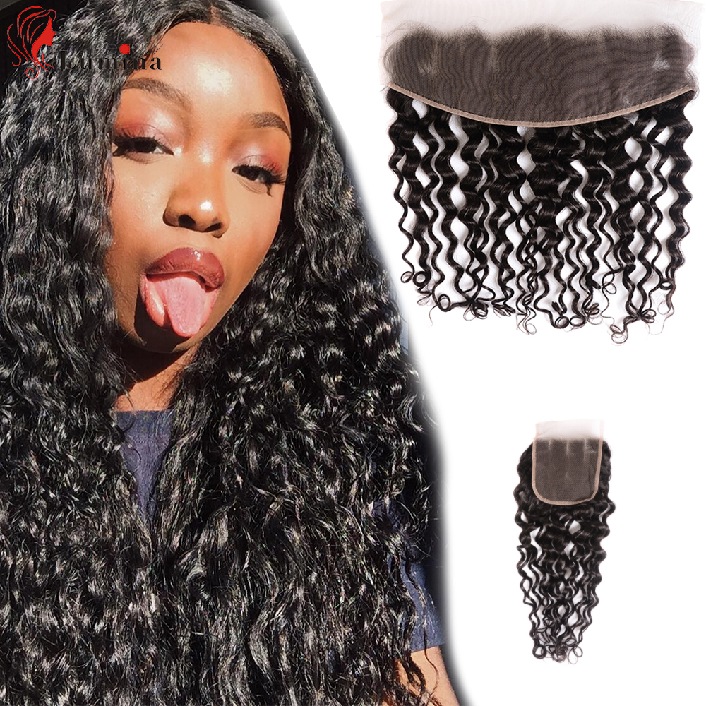 Water Wave Human Hair Closure Swiss Lace 4 By 4 Lace Closure 13 By 4 Lace Frontal Beauty Lumina Remy Human Hair Natural Hairline