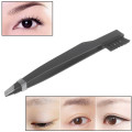 1PCS Beauty Hair Slanted Puller Eye Brow Clips Stainless Steel Eyebrow Tweezer + Comb Makeup Tool
