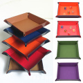 1Pcs Foldable Storage Trays PU Leather Square Tray for Dice Table Games Key Wallet Coin Box Tray Desktop Storage Box Trays Holde