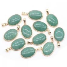 Oval Green Aventurine Pendant for Making Jewelry Necklace 18X25MM