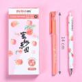 Quick-drying Peach Gel Pen Korean Stationery Cool Pens Novelty Kawaii Cute Pens 0.5mm Black Writing Gel Pen Office Accessories