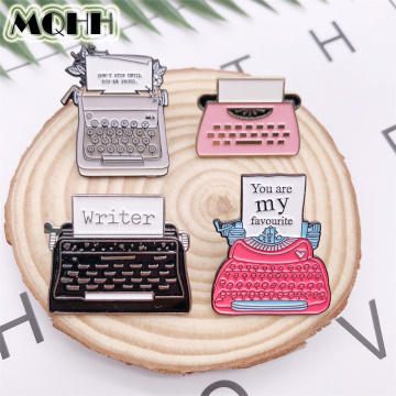 Creative Fun Retro Phone Gramophone Fax Machine Keyboard Enamel Brooch Alloy Badge Denim Clothes Bag Pins Cute Punk Jewelry Gift