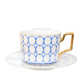 European Style Coffee Set Ceramic Cup and Saucer for Tea Time 250ml Diversity Pattern Retro Gold Handle