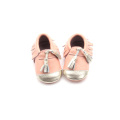 New Design Pink Moccasins Leather Baby Shoes