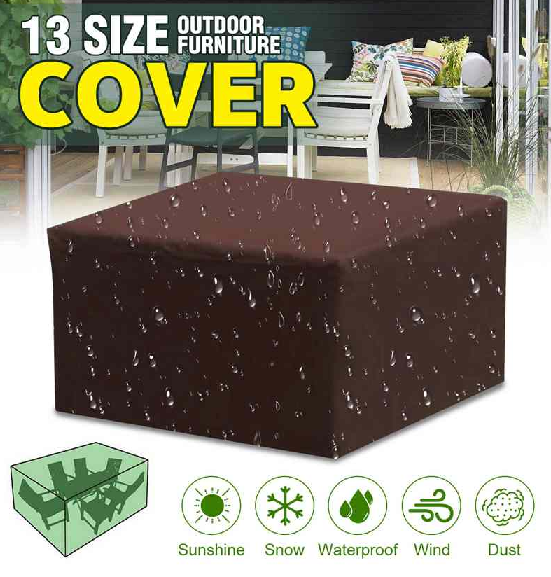 16 Sizes Brown Waterproof Outdoor Patio Garden Furniture Covers 210D Rain Snow Chair covers Sofa Table Chair Dust Proof Cover