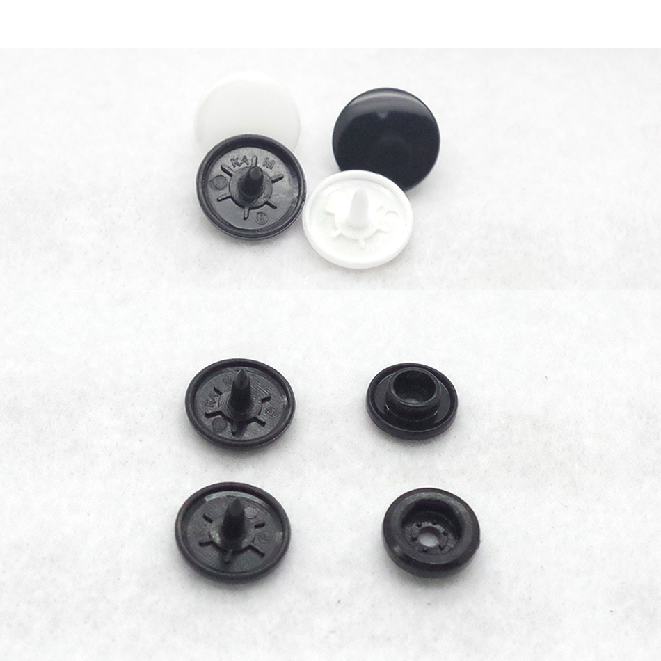 200sets white or black longer pin KAM Round Circle Snap Button 12mm 20 T5 Glossy Plastic Fastener buttons
