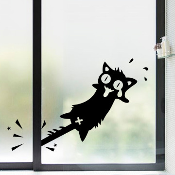 Cartoon Clip to the tail of a cat wall sticker Carved PVC for home decor Decals Doors/windows decoration Funny car stickers