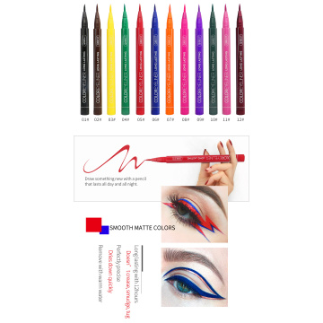 QIBEST 12 Colors Eyeliner waterproof not blooming Long-lasting Liquid eyeliner pen Easy To Wear Matte Eye Liner Comestics TSLM1