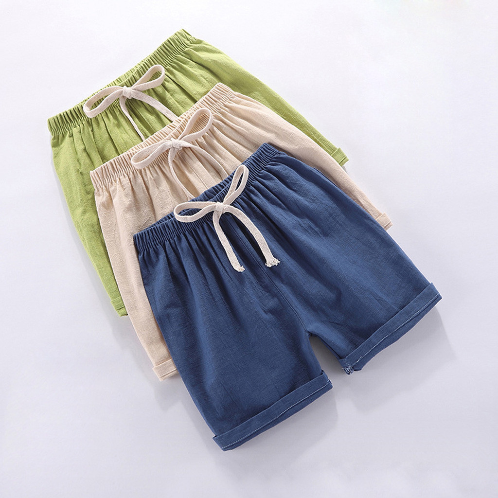 Boys Shorts Kids Shorts Candy Color Girls Children Summer Beach Loose Shorts Casual Pants Cotton & Linen Comfortable 2-7Yrs Hot