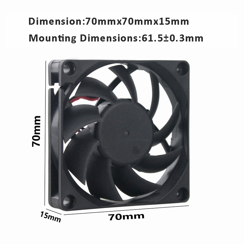 100 PCS Gdstime 2Pin 7cm 70MM Cooler Fan 70 x 70 x 15mm 7015s 5V DC Brushless Axial Industrial Flow Cooling Fan