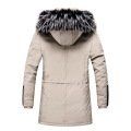 Winter Jacket Men Long Overcoat Fur Collar Fur Lined Warm Coat Men Outdoor Jacket Detachable Hood Fashion Winter Clothing Men