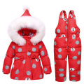 2018 New Infant Baby Winter Coat Snowsuit Bowknot Polka Dot Duck Down Toddler Girls Outfits Snow Wear Jumpsuit Hoodies Jacket