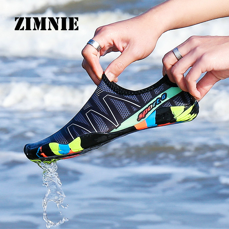 ZIMNIE Summer Outdoor Water Shoes Breathable Creek Beach Quick Dry Wading Upstream Non-Slip Ligh Fishing Net Water Shoes Men