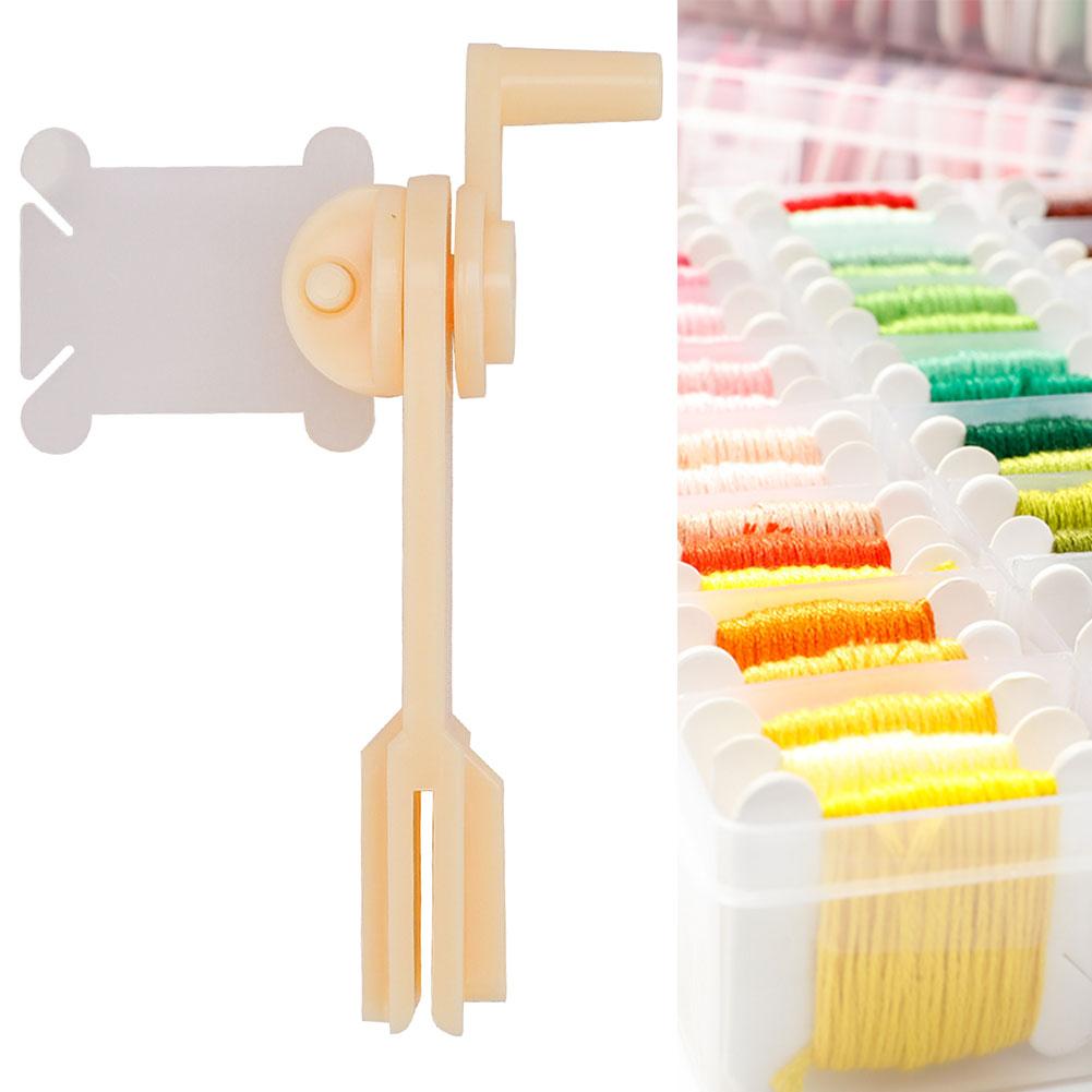 1PC String Winder And 100pc Plastic Embroidery Floss&Craft Thread Bobbins For Storage Holder Cross Stitch Sewing Tools Accessory