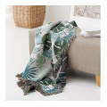 Embroidered Green Leaves Knitted Sofa Throw Blanket Knit Chair Sofa Couch Cover Towel Carpet Plaids Sofa Bed Cover