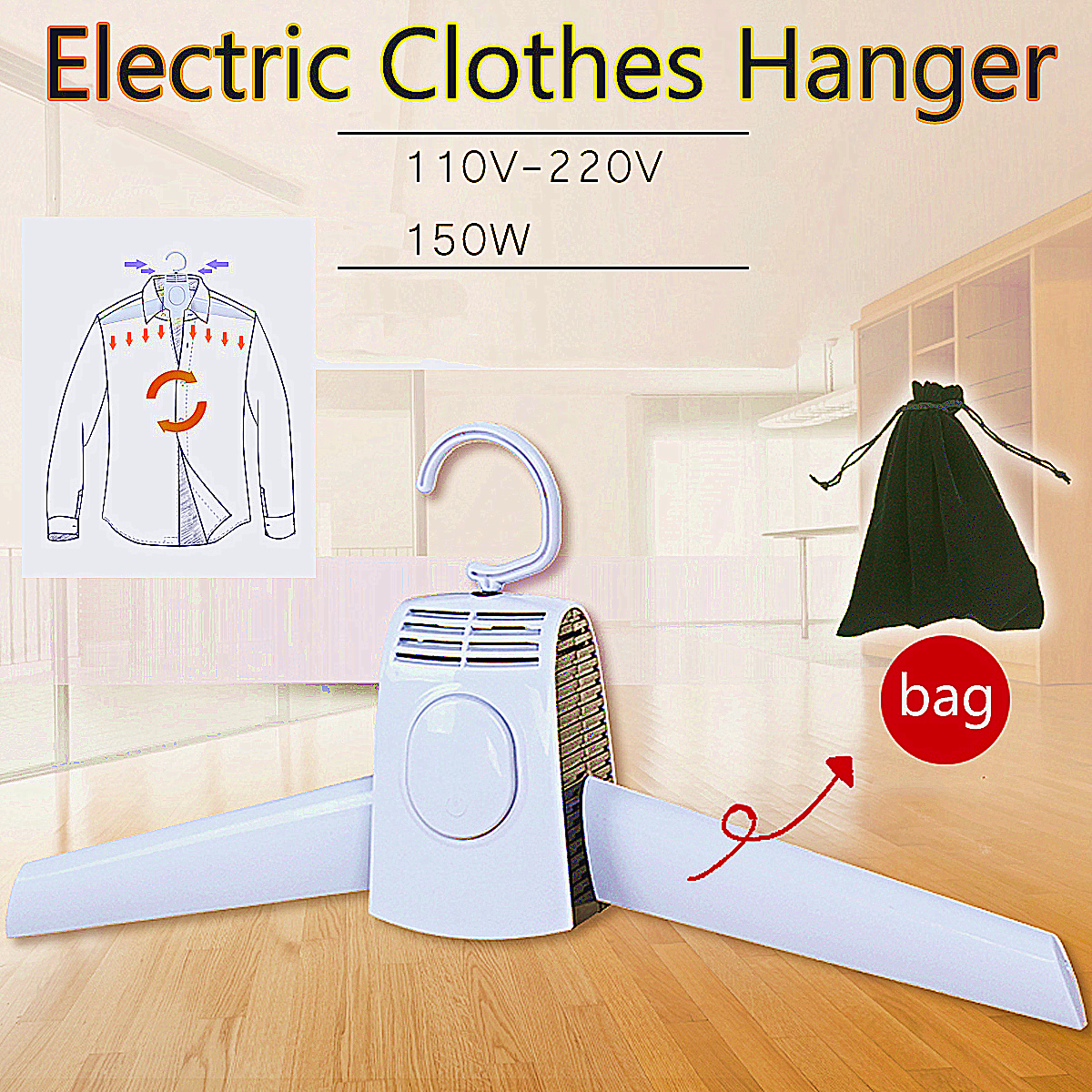Portable Hangers Clothes Electric Laundry Dryer Smart Shoes Dryer Rack Coat For Winter Home Travel Rod Rack Hangers