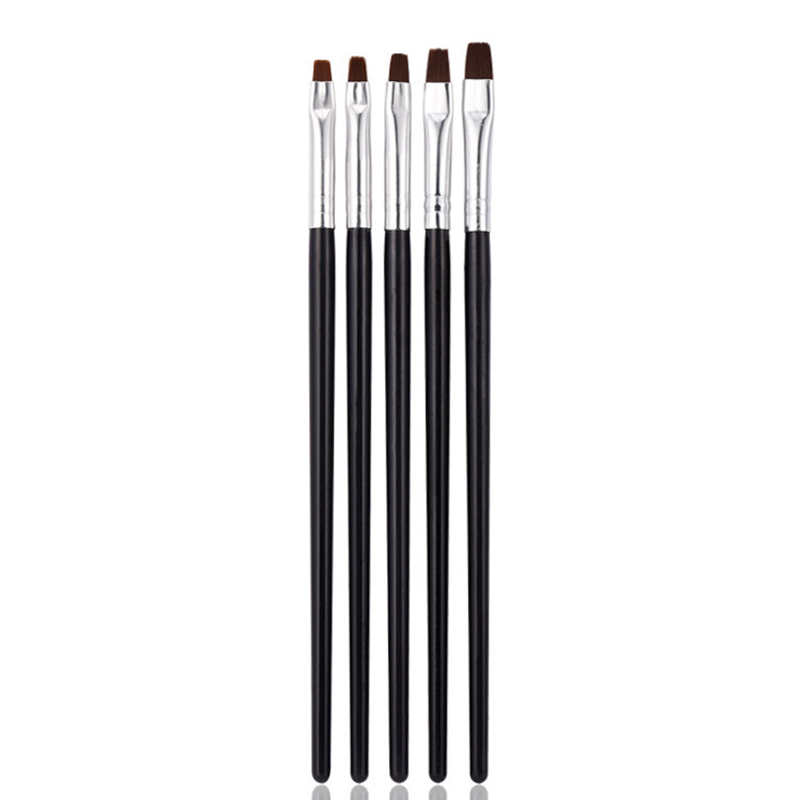 5pcs DIY Nail Art Brush Acrylic Pen Manicure Gel Brush Flat Nail Art Ombre Brush for Nail Art UV Gel Polish Painting Drawing