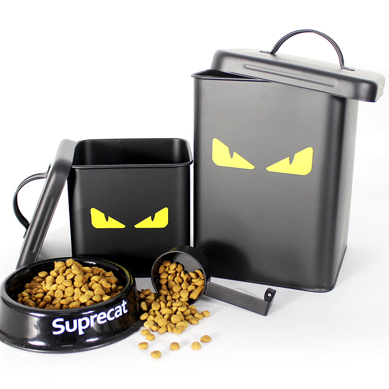 Metal Organized Storage Bin Galvanized Iron Pet Food Treats Container Sets Household Laundry Powder Box with Spoon