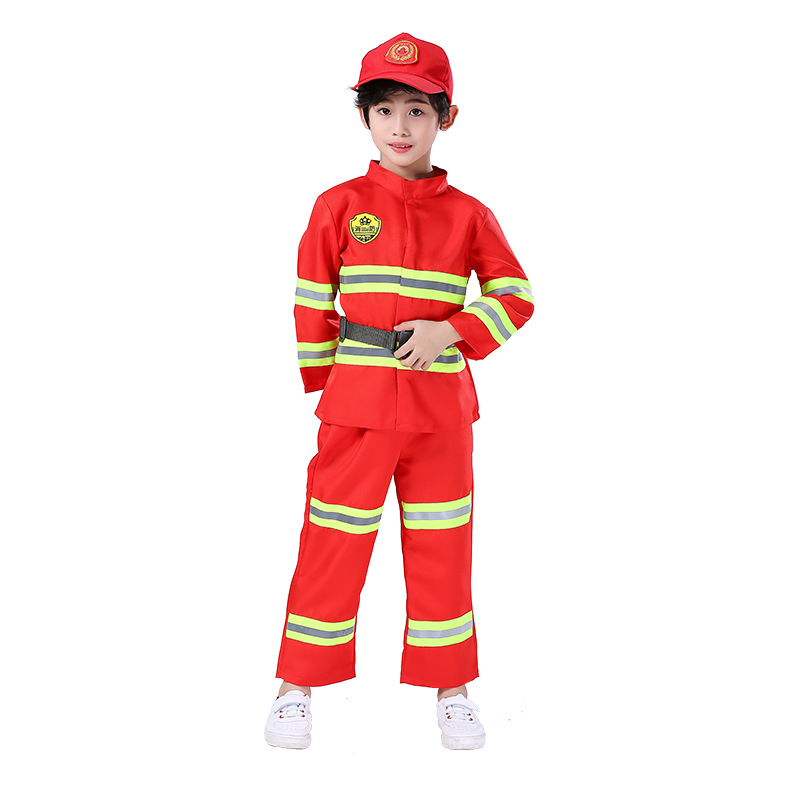 Kids Halloween Cosplay Firefighter Fancy Costume Boy Girl Party Stage Roleplay Clothing Sets Fireman Uniforms Jackets Pants Toys