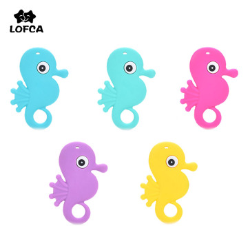 LOFCA Silicone Seahorse Baby Teether Teething Necklace Pendant BPA Free Food Grade Silicone Baby Teething Toys Gift Accessories