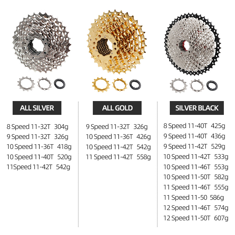 MEROCA 8 9 10 11 12 Speed MTB Bicycle Freewheel Pure Steel 32 36 40 42 46 50 52T Cassette Flywheel Mountain Bike