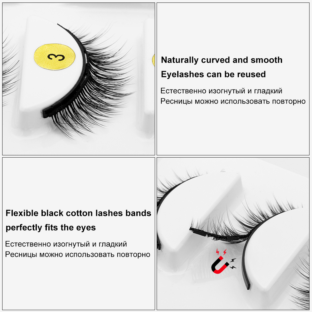 2/4 Pairs Magnetic Eyelashes Eyeliner 5 Magnet Natural Short Magnetic False Lashes Set Magnetic Eyeliner Tweezer Makeup Tool