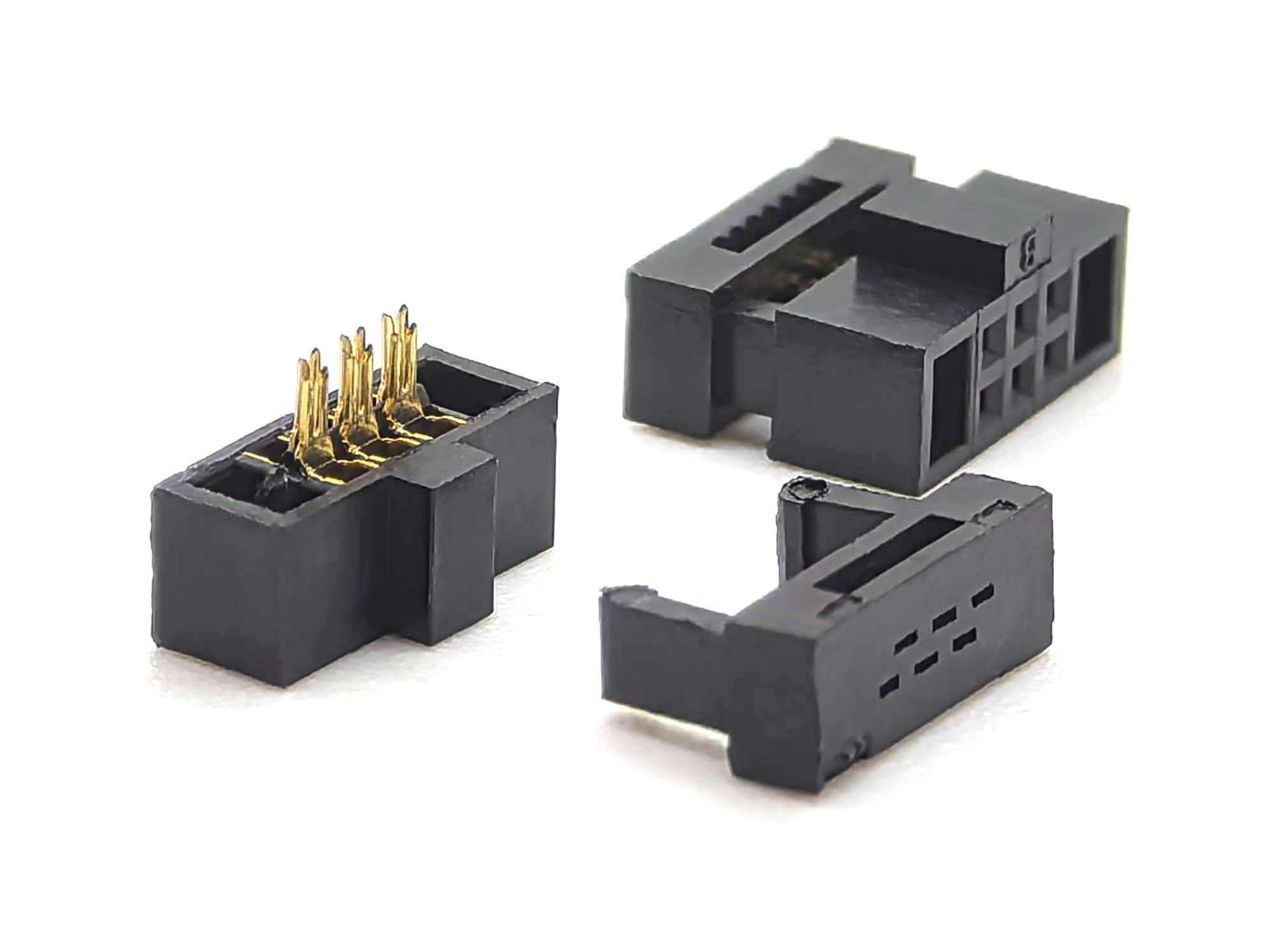 1.27mm Pitch IDC Socket Connector 2Pieces with Locating Posts Latching Mid-Cove 2*3P