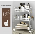 3 Tier Rolling Utility Cart Storage Shelve Beauty Salon Spa Trolley Utility Cart With mesh basket for bathroom, kitchen, office