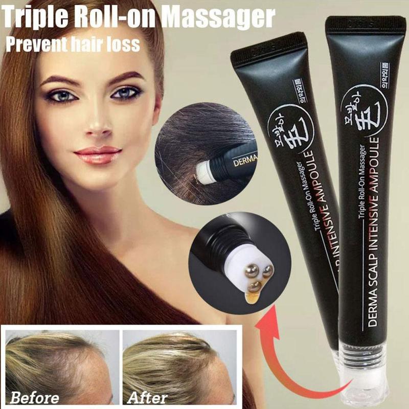 Hair Line Growth Serum Derma Scalp Intensive Ampoule Triple Roll Massager Fast Hair Regrow Hair Loss Essence Prevent Hair Loss