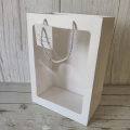 Rope Handle White Gift Paper Bags with Window
