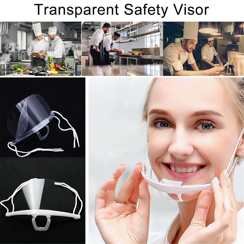 10Pcs Safety Face Shield Special Anti-Saliva Visor Protective Anti-Fog Anti-Splash Transparent Food Face Shield For Mouth Nose