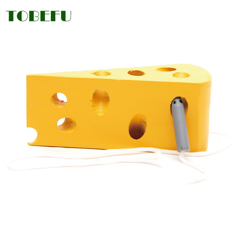 Wooden Mouse Thread Cheese Plaything Montessori Teaching Aids Math Toys For Baby Kindergarten Early Learning Educational Gifts