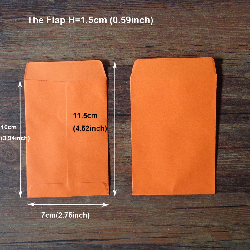 20pcs Orange Retro Blank Paper Envelopes Invitation Envelope Gift Card Stationery for Party Favor Paper Bag 7x10cm+1.5cm