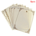 8 Sheets Letter Paper Vintage Flower Design Letterhead Letter Kraft Brown Writing Paper Letter Pad Drawing Sketch Pad Stationery