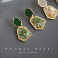 Korean-Style Vintage Elegant Ore Colorful Stone Chic Handmade New Geometric Irregular Ear Stud