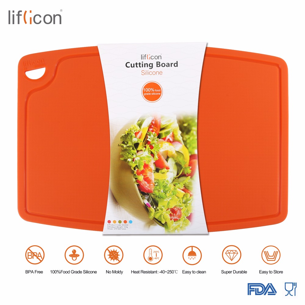 Liflicon Large Silicone Cutting Board Meat & Veggie Cut Prep Nonslip Flexible Chopping Boards Antimicrobial Thick Cutting Boards