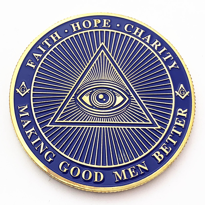 Brotherhood Freemasons Masonic Gold Coin masonic all-seeing eye Coin Golden Design Mason Token Coins Collection