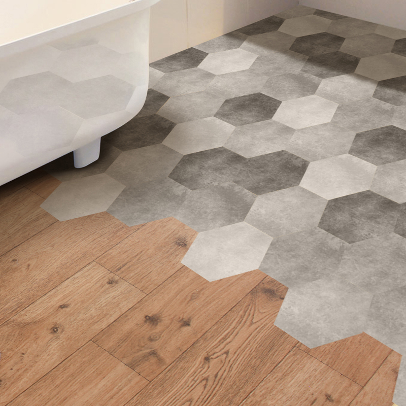 Limestone Floor Stickers Kitchen Bathroom Waterproof Wear-resistant Removable Hexagonal Sticker Mural Home Decoration Supply