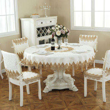 Round Tablecloth Pastoral table cover Dining table cloths Turntable Folding Home Embroidery lace flower house towel chair cover