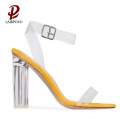 sliver Paint heel clear PVC sequins sandals