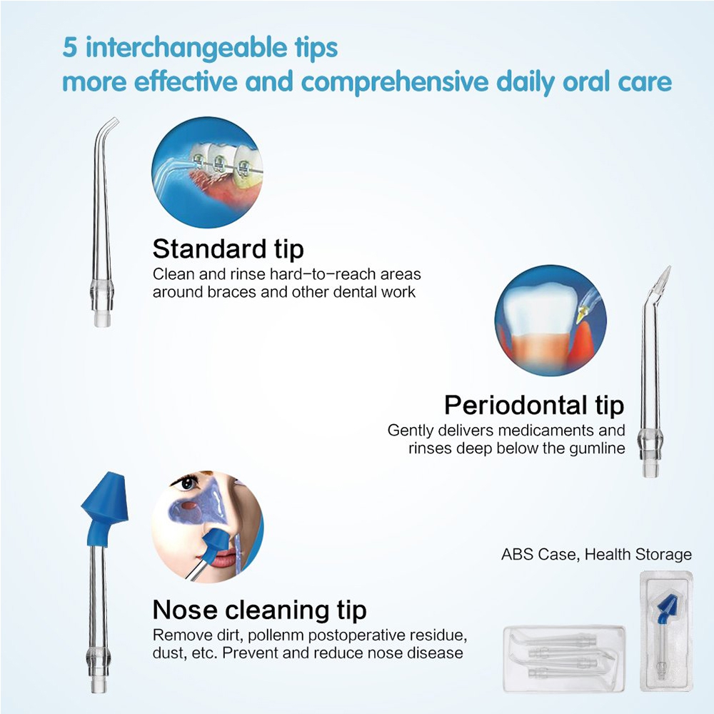 Destone Toocare Oral Irrigator Water Flosser protable Rechargeable irrigador dental With 4 Modes irrigation Cleaner 5 Jet Tips