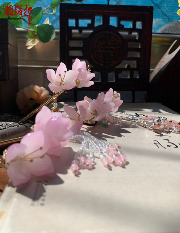 Special Discount Ban Kai Half-Blooming Epiphyllum Pink Flower Hair Stick Vintage Chinese Hanfu Hair Accessories Hair Jewelry