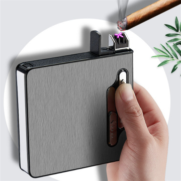 New Cigarette Box USB Dual Arc Electronic Lighter Flameless Windproof Tobacco Cigarette Case Lighter 20pcs Cigarette Holder Case