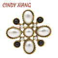 CINDY XIANG New Arrival Simulated-pearl Cross Brooches for Women Vintage Baroque Pins Wedding Bouquet Brooch Fashion Jewelry