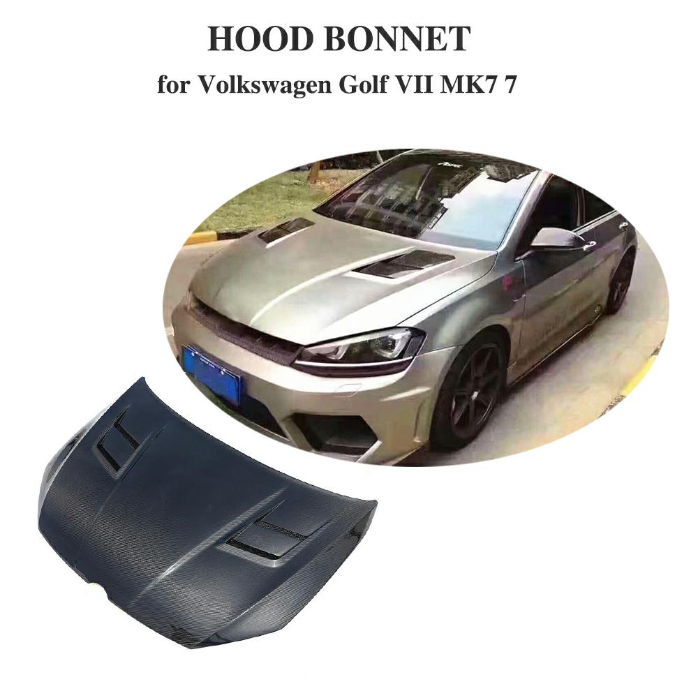 Engine Hood Cover For Volkswagen Golf 7 MK7 GTI R VII Carbon Fiber Bonnet Aaccessories 2014-2017