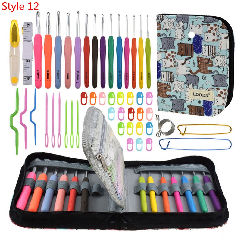 35 Styles New Set Crochet Hook Set With Yarn Knitting Needles Sewing Tools Set Knit Gauge Stitch Holder Hook For Knitting